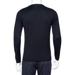 مملوكة مسبقًا Fendi Black Cotton Monster Eye Patch Zip Mouth Detail Long Sleeve T-Shirt S