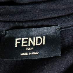 مملوكة مسبقًا Fendi Black Cotton Monster Eye Patch Zip Mouth Detail Long Sleeve T-Shirt S