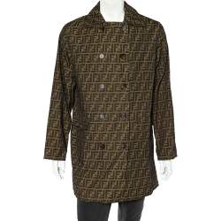 Fendi Brown Zucca Monogram Double Breasted Coat L