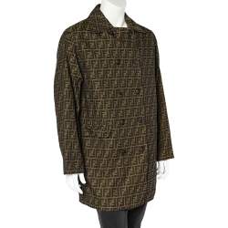 Fendi Brown Zucca Monogram Double Breasted Coat L
