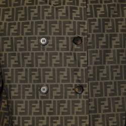Fendi Brown Zucca Monogram Double Breasted Coat L