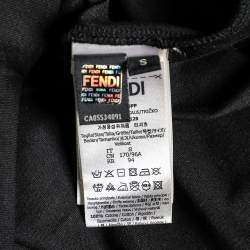 Pre Owned Fendi Black Logo Printed Cotton Knit Crewneck T-Shirt S