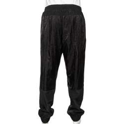 Fendi Black Synthetic Monogram & Pequin Motif Track Pants XXL 