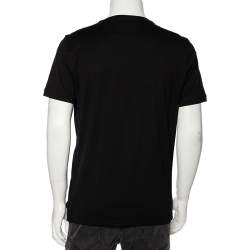 Pre Owned Fendi Black Cotton Bag Bug Leather Inlay Detailed Short Sleeve T-Shirt XL