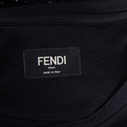 Pre Owned Fendi Black Cotton Bag Bug Embellished Short Sleeve T-Shirt XS