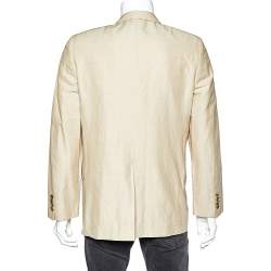 Fendi Beige Cotton & Ramie Button Front Blazer L