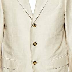 Fendi Beige Cotton & Ramie Button Front Blazer L