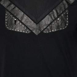 Fendi Black Cotton Studded Leather Bag Bugs Detail Crewneck T-Shirt M