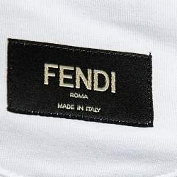 مملوكة مسبقًا Fendi White Paint Logo Love Printed Cotton Crewneck T-Shirt M