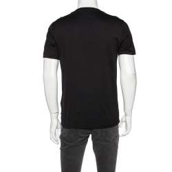 Pre Owned Fendi Black Cotton Monster Logo Appliqued Short Sleeve T-Shirt L 