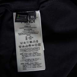 Pre Owned Fendi Black Cotton Monster Logo Appliqued Short Sleeve T-Shirt L 