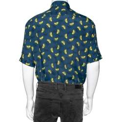 Fendi Blue Synthetic Banana Printed Button Front Bowling Shirt XL