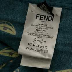 Fendi Blue Synthetic Banana Printed Button Front Bowling Shirt XL