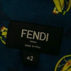 Fendi Blue Synthetic Banana Printed Button Front Bowling Shirt XL