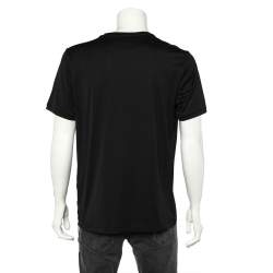 مملوكة مسبقًا Fendi Black Cotton Logo Patch Detail Roundneck T-Shirt XXL