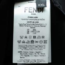 مملوكة مسبقًا Fendi Black Cotton Logo Patch Detail Roundneck T-Shirt XXL