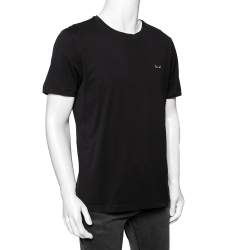 Pre Owned Fendi Black Cotton Embroidered Logo Detail Short Sleeve T-Shirt XL