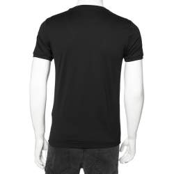 Pre Owned تي شيرت فندي قطن أسود قصة مجسمة حلية شعار الماركة إف إف مقاس صغير ( سمول )