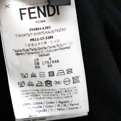 Pre Owned تي شيرت فندي قطن أسود قصة مجسمة حلية شعار الماركة إف  إف مقاس صغير ( سمول )