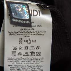 Pre Owned هودي فندي تريكو مضلع أسود بأبليك الشعار مقاس كبير - لارج