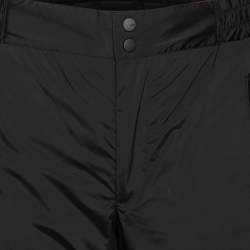 مملوكة مسبقًا بنطلون تزلج فندي قماش صناعي أسود مزين طباعة شعار الماركة أرجل عريضة مقاس متوسط (ميديوم)