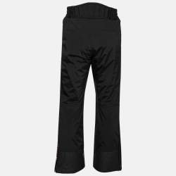 مملوكة مسبقًا بنطلون تزلج فندي قماش صناعي أسود مزين طباعة شعار الماركة أرجل عريضة مقاس متوسط (ميديوم)