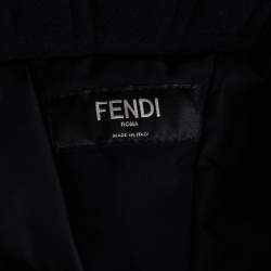 مملوكة مسبقًا بنطلون تزلج فندي قماش صناعي أسود مزين طباعة شعار الماركة أرجل عريضة مقاس متوسط (ميديوم)