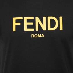 مملوكة مسبقًا Fendi Black Logo Printed Crew Neck Short Sleeve T-Shirt S