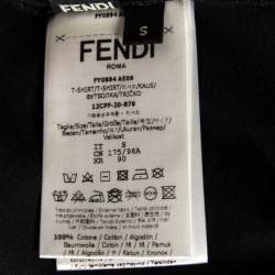 مملوكة مسبقًا Fendi Black Logo Printed Crew Neck Short Sleeve T-Shirt S