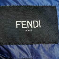 Fendi Navy Blue Synthetic Hooded Down Jacket XXL