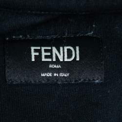 مملوكة مسبقًا Fendi Black Cotton Monster Eye Embroidered Crewneck Sweatshirt M