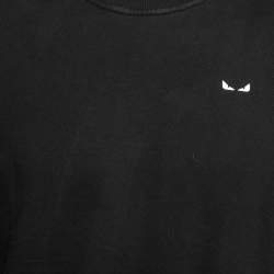 مملوكة مسبقًا Fendi Black Cotton Monster Eye Embroidered Crewneck Sweatshirt M