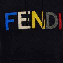 Pre Owned هودي فندي صوف تريكو أسود متعدد الألوان بالشعار مقاس صغير - سمول