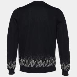 Fendi Black Wool Blend Zucca Degrade Crew Neck Jumper M