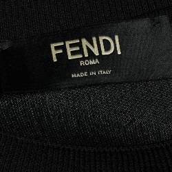 Fendi Black Wool Blend Zucca Degrade Crew Neck Jumper M