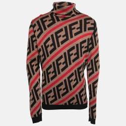 Fendi Brown Wool Forever Turtleneck Long Sleeve Sweater XL