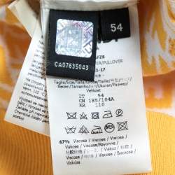 Fendi Yellow FF Vertigo Motif Pointelle Knit Short Sleeve Jumper XXL 