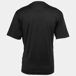 مملوكة مسبقًا Fendi Black Cotton Logo Embroidered Short Sleeve T-Shirt M