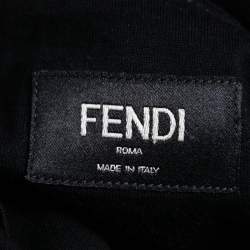مملوكة مسبقًا Fendi Black Logo Printed Cotton Crew Neck Short Sleeve T-Shirt XL