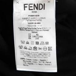 مملوكة مسبقًا Fendi Black Logo Printed Cotton Crew Neck Short Sleeve T-Shirt XL
