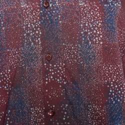 Pre Owned Fendi Burgundy Printed Cotton Full Sleeves Shirt M