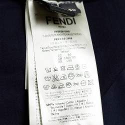 مملوكة مسبقًا تي شيرت فندي قطن أزرق طباعة وجه مقاس كبير - لارج