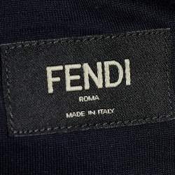 مملوكة مسبقًا تي شيرت فندي قطن أزرق طباعة وجه مقاس كبير - لارج