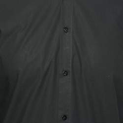 Pre Owned Fendi Black Cotton Zucca Monogram Trimmed Button Front Shirt S