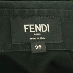 Pre Owned Fendi Black Cotton Zucca Monogram Trimmed Button Front Shirt S