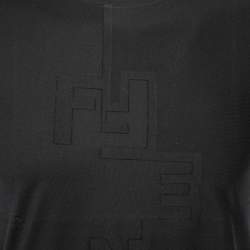 Fendi Black Cotton Logo Detail Short Sleeve T-Shirt S