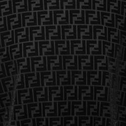 Pre Owned Fendi Black Cotton Pique Flocked FF Motif Short Sleeve T-Shirt XXL