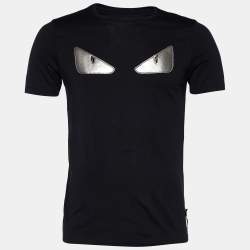 Fendi Black Cotton Studded Monster Eye Crew Neck T-Shirt S