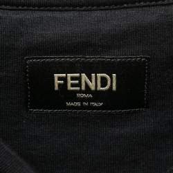 Pre Owned Fendi Black Cotton Monster Eye Embroidered Short Sleeve T-Shirt XXL