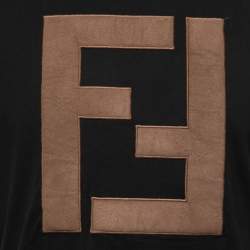 Pre Owned Fendi Black Cotton FF Patch Crew Neck Short Sleeve T-Shirt L